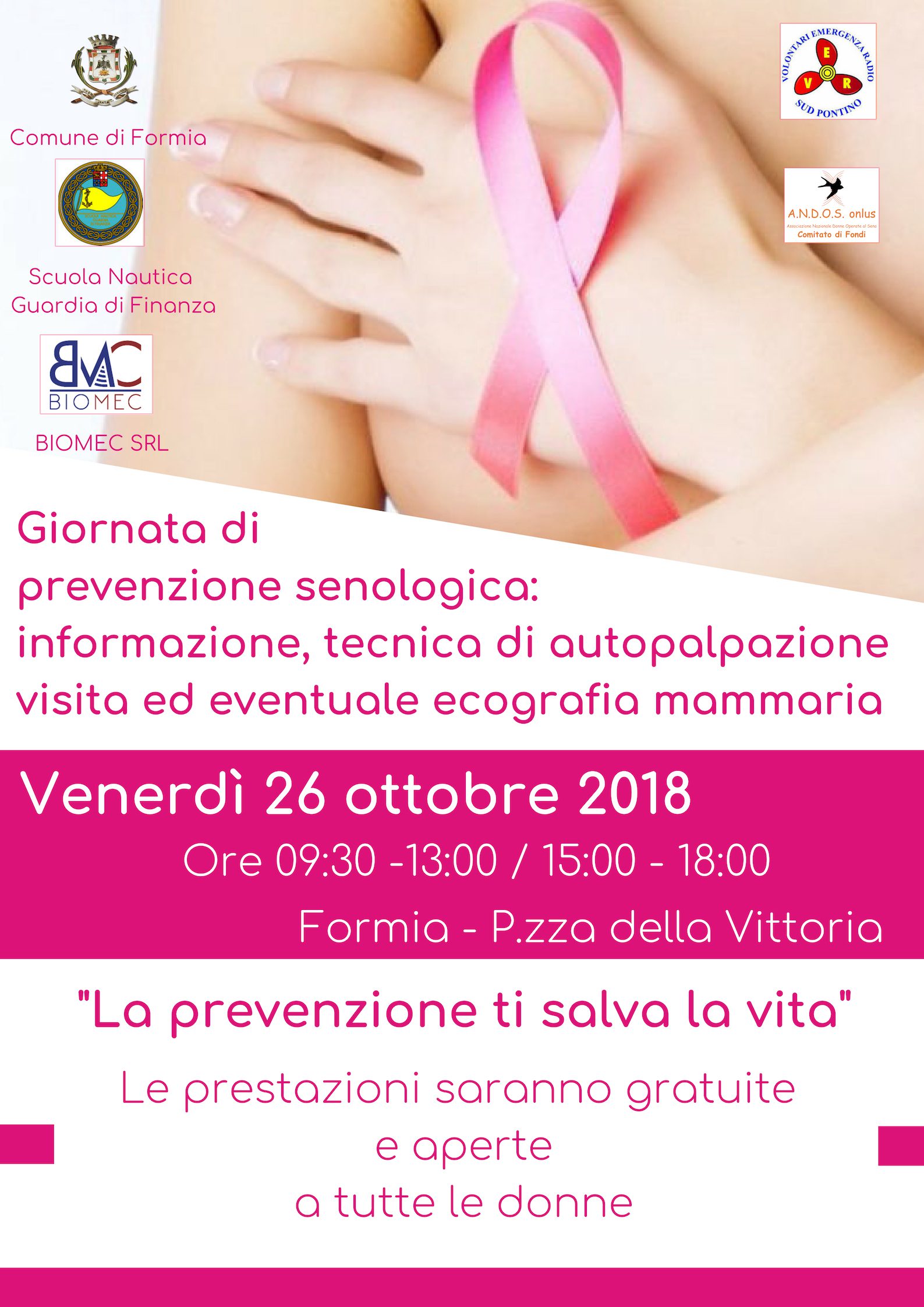 Locandina La prevenzione ti salva la vita - 26 ottobre 2018 Formia