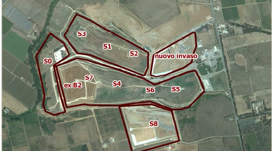 Mappa degli invasi della discarica di Borgo Montello a Latina
