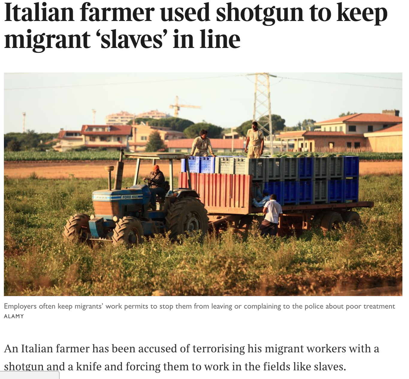 The Times - agricoltore schiavista