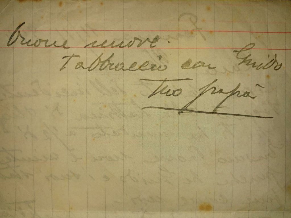 Seconda pagina della lettera di un padre a sua figlia nella Formia del 1944