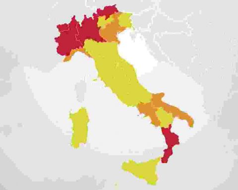 Italia divisa in zone rosse, arancioni e gialle