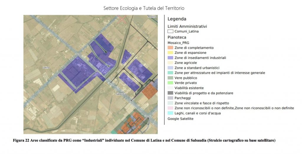 Aree industriali individuate nel Comune di Latina e Sabaudia