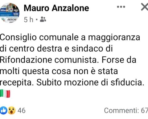 Il post del neo-eletto consigliere comunale di Forza Italia Mauro Anzalone