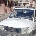 La Fiat Panda danneggiata dall'incidente avvenuto a Roccagorga