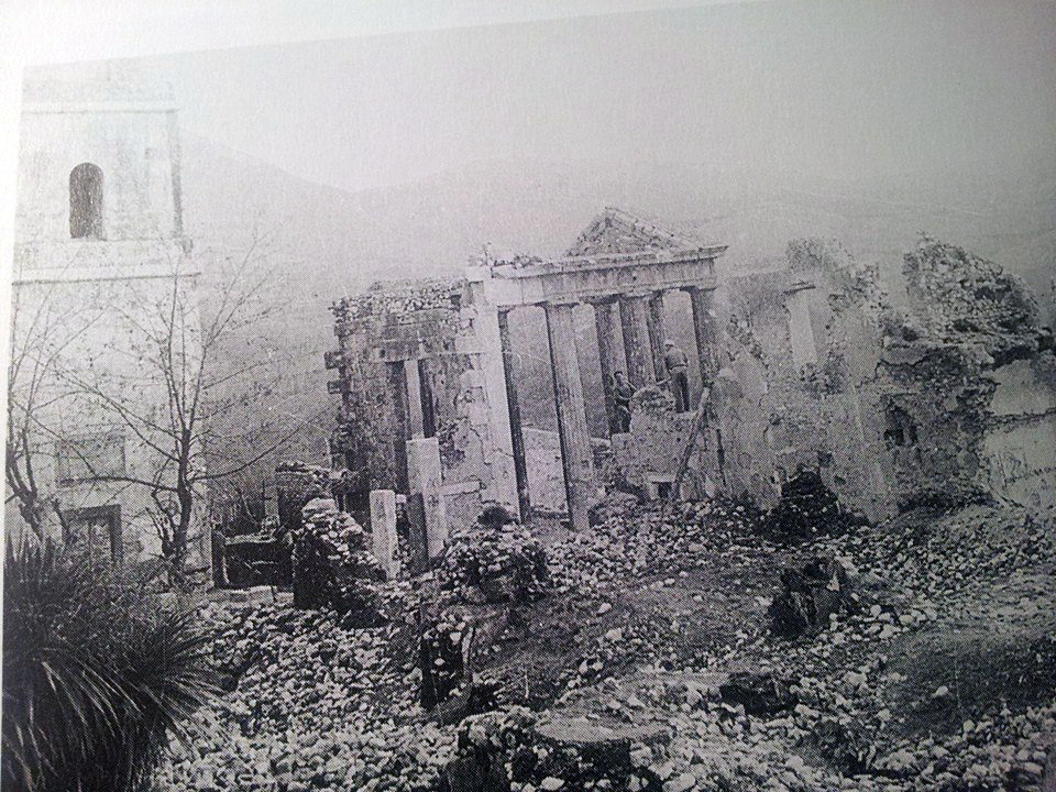 Tempio d'Ercole a Cori dopo il bombardamento