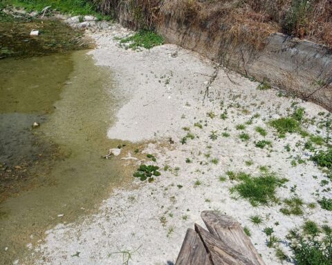 L'immagine pubblicata il 31 agosto dal Sindaco Lidano Lucidi su Facebook. La foto rappresenta la situazione attuale di Mole Muti