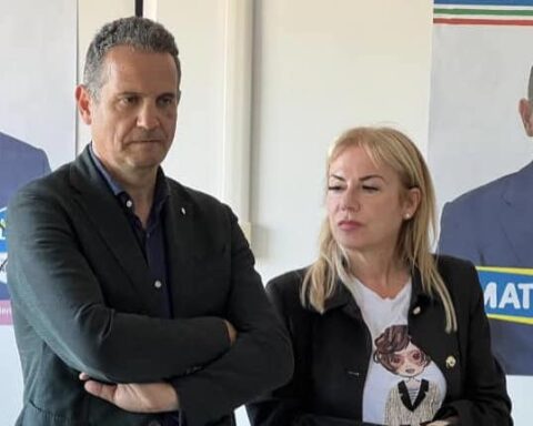 Claudio Di Matteo e Matilde Celentano durante la campagna elettorale per le comunali 2023