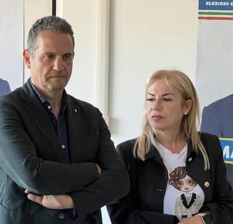 Claudio Di Matteo e Matilde Celentano durante la campagna elettorale per le comunali 2023