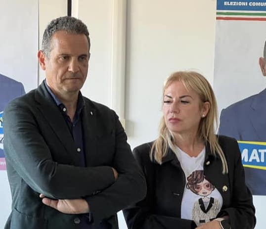 Claudio Di Matteo e Matilde Celentano durante la campagna elettorale per le comunali 2023