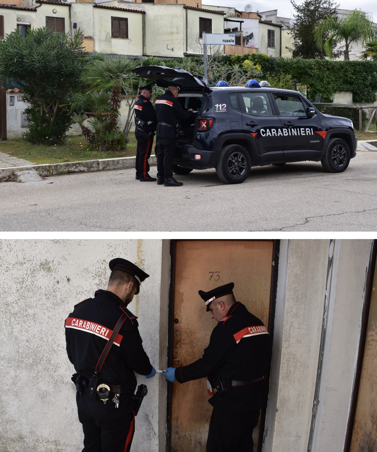 L’appartamento dei due uomini arrestati è stato sequestrato dai Carabinieri