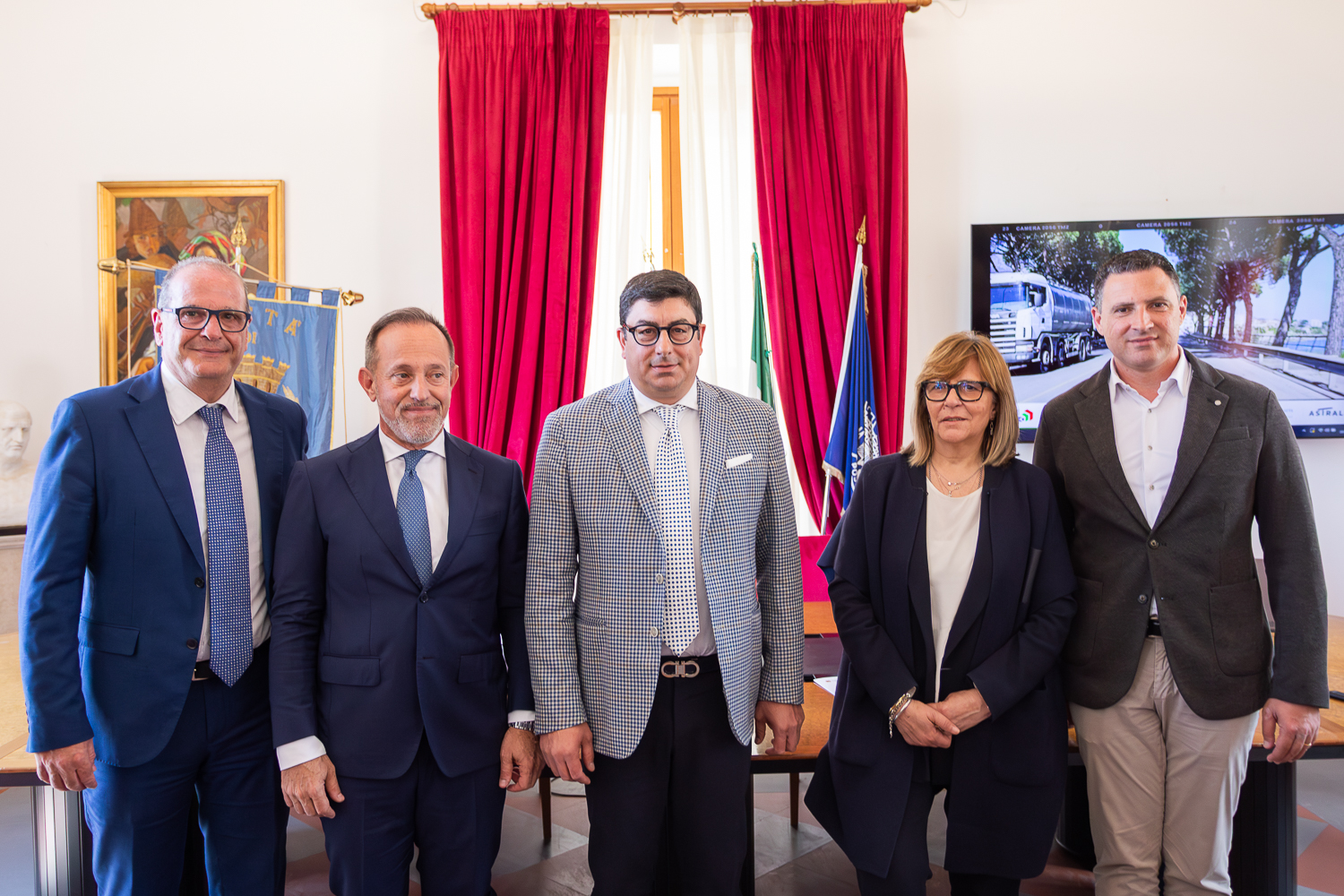 Da sinistra Cosmo Mitrano, Giancarlo Righini, Gianluca Taddeo, Manuela Rinaldi, Cristian Leccese