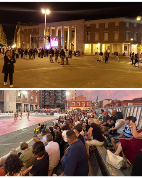 Fratelli d'Italia: "Nella foto di sopra un evento dell'amministrazione Coletta, in quella di sotto il Galà di danza estate 2025"