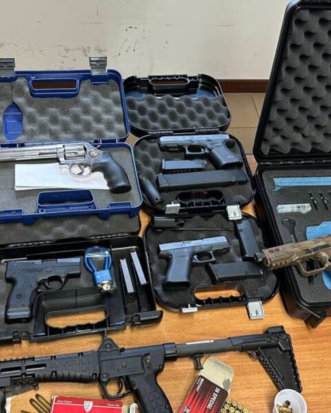 Le armi trovate a casa dell'uomo ad Aprilia